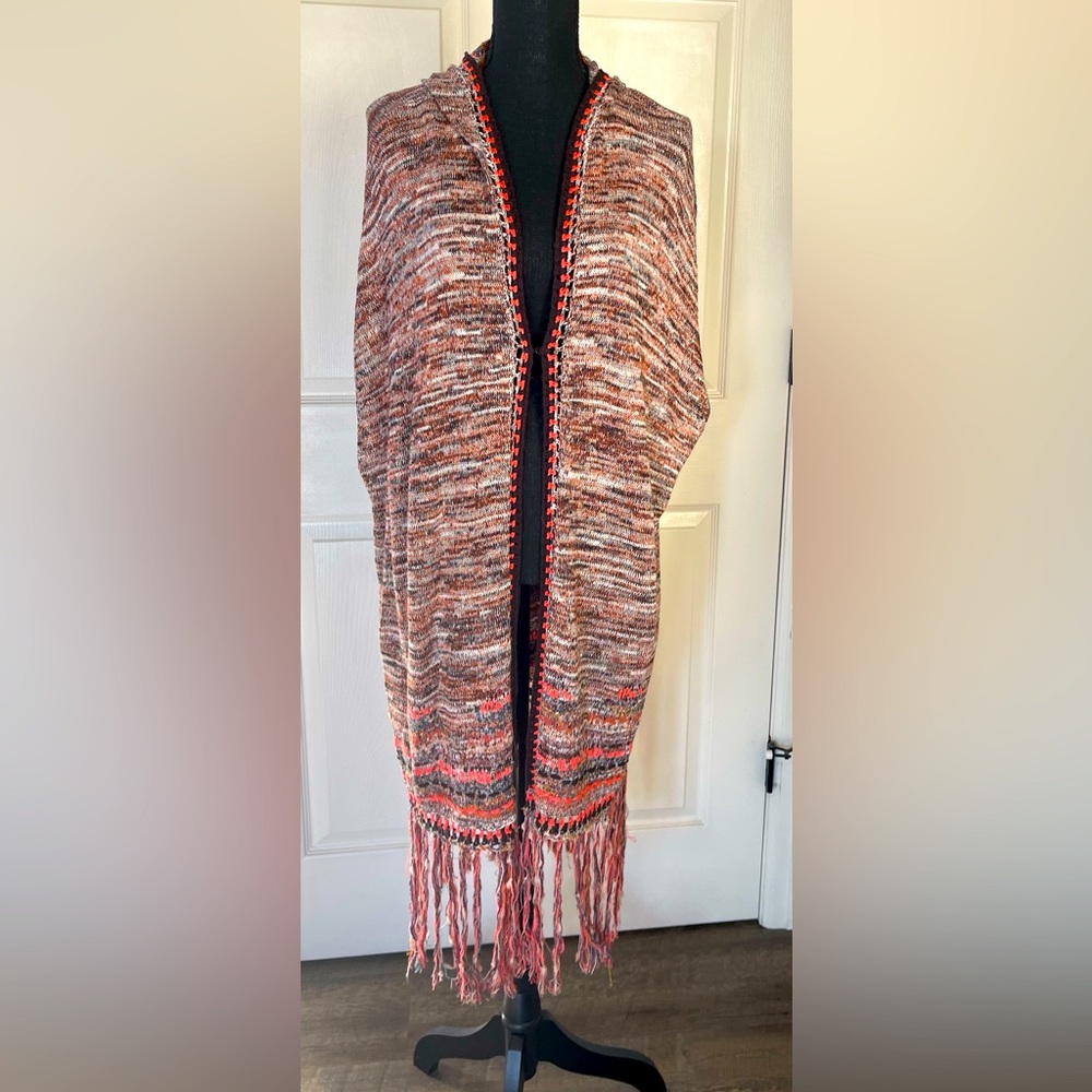 Free People Hooded Fringe Poncho